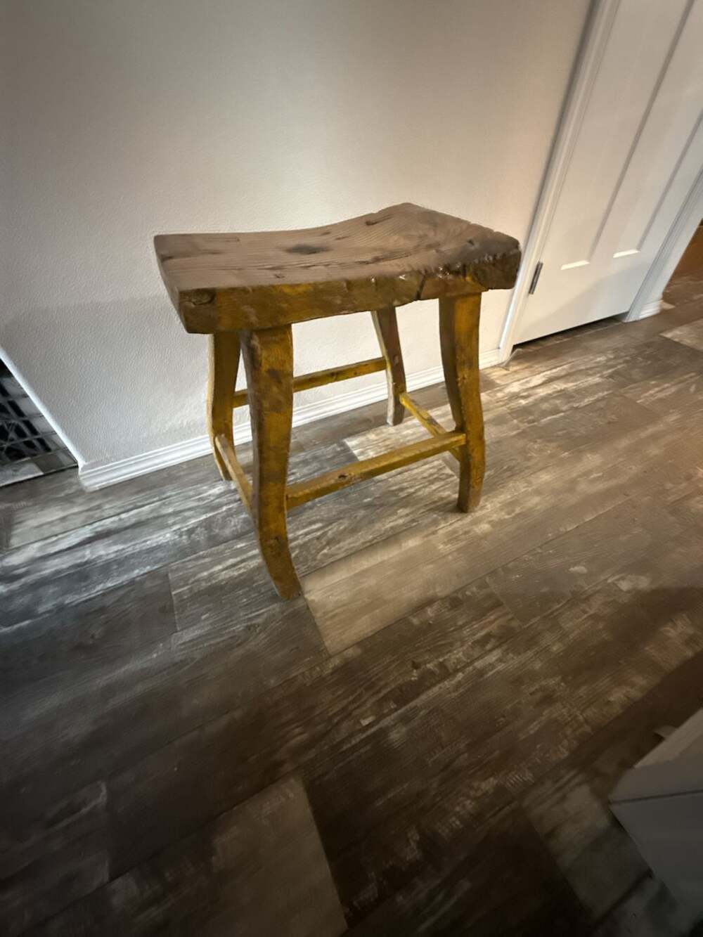 Antique Rustic Elm Saddle Stool